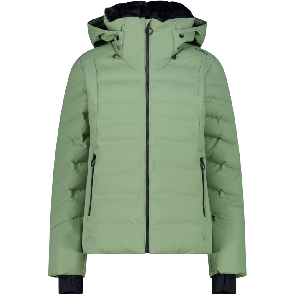 Cmp woman jacket fix hood green tea chaqueta esquí mujer