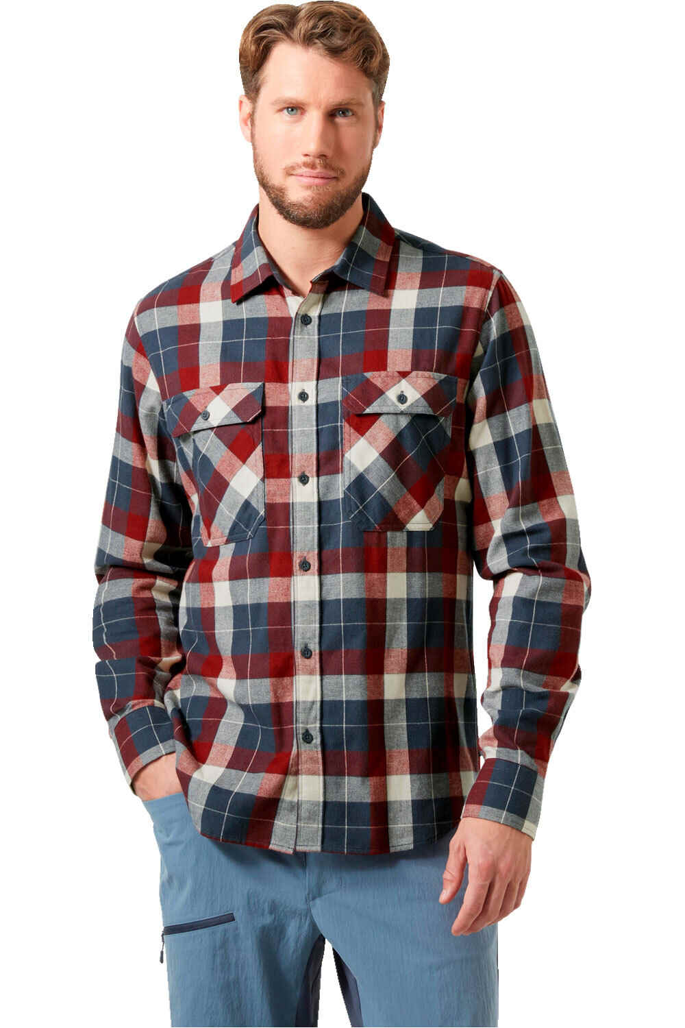 Lokka flannel camisa montaña manga larga hombre Azul (XXL)