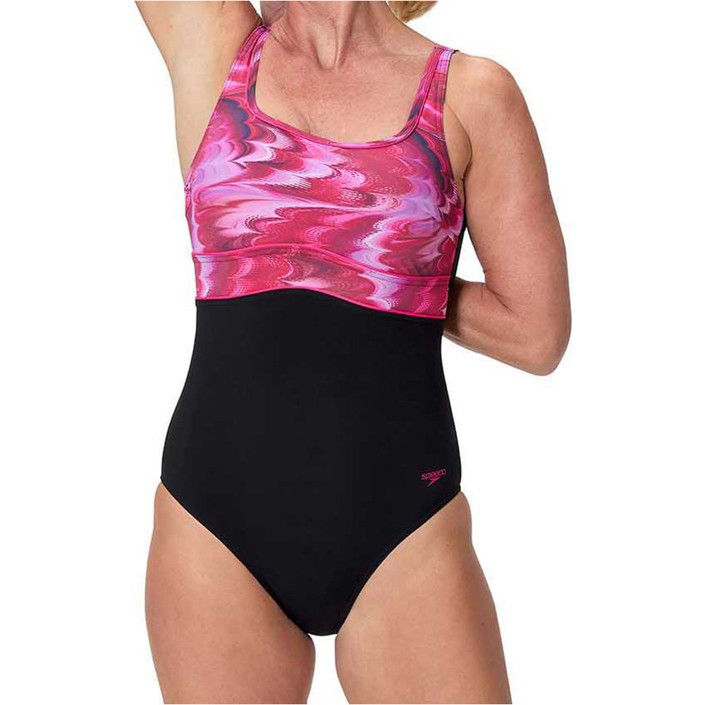 Print contour eclipse one piece bañador natación mujer Gris (46)