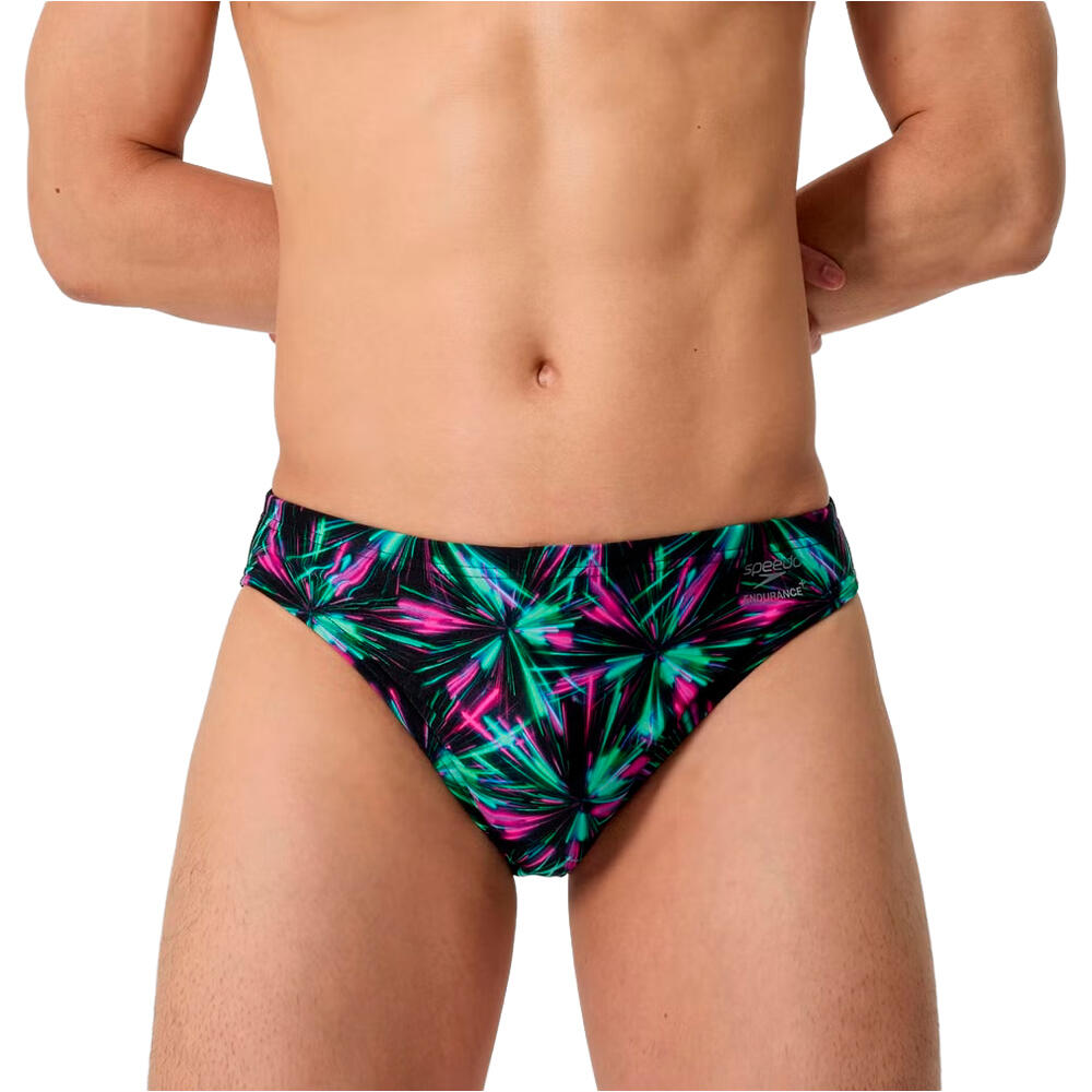 Male printed brief bañador natación hombre Azul (34)