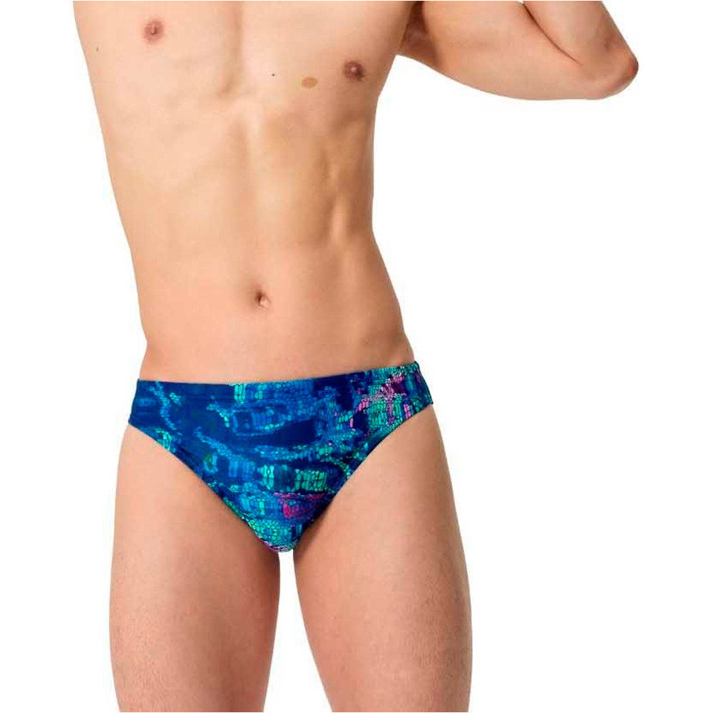 Printed brief bañador natación hombre Azul (28)