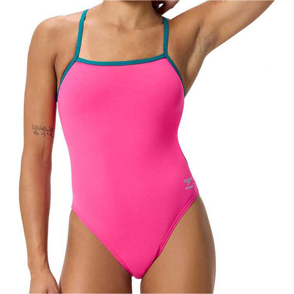 Placement printed powerback bañador natación mujer Verde (46)