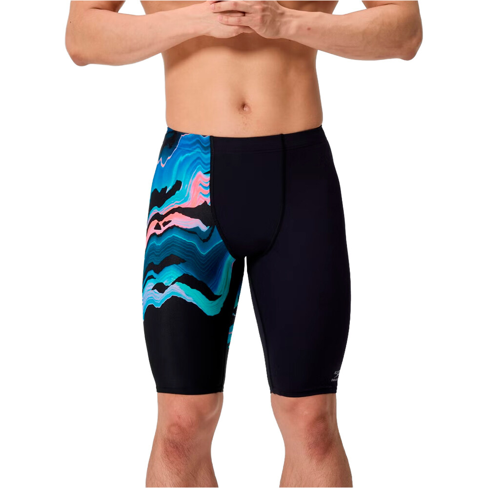 Male placement printed jammer bañador natación hombre Marino (36)
