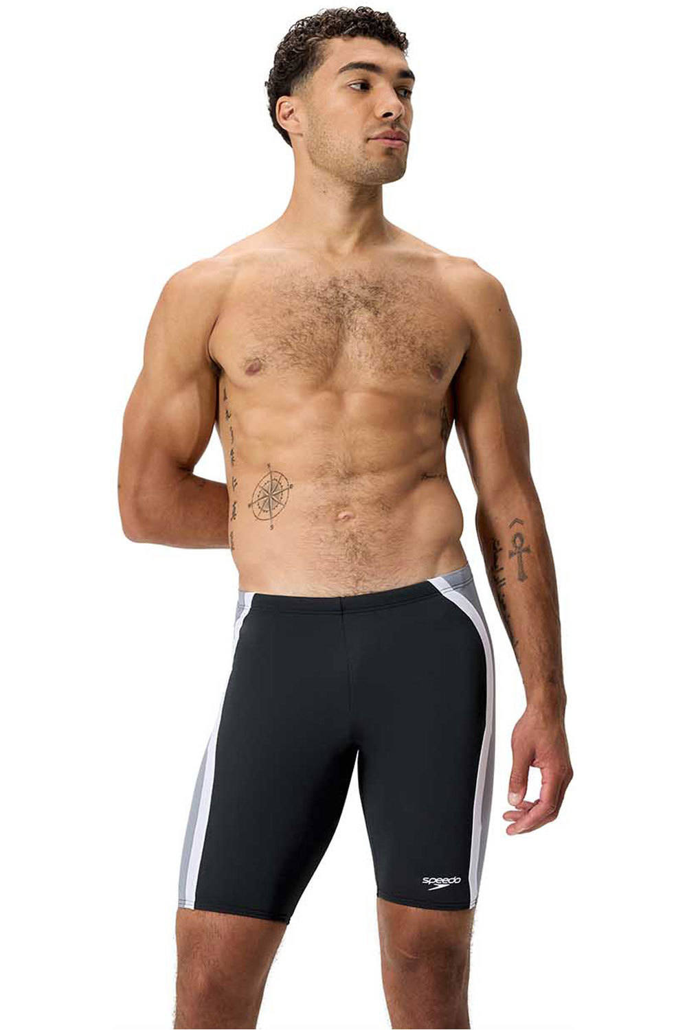 Solid splice jammer bañador natación hombre Gris (32)