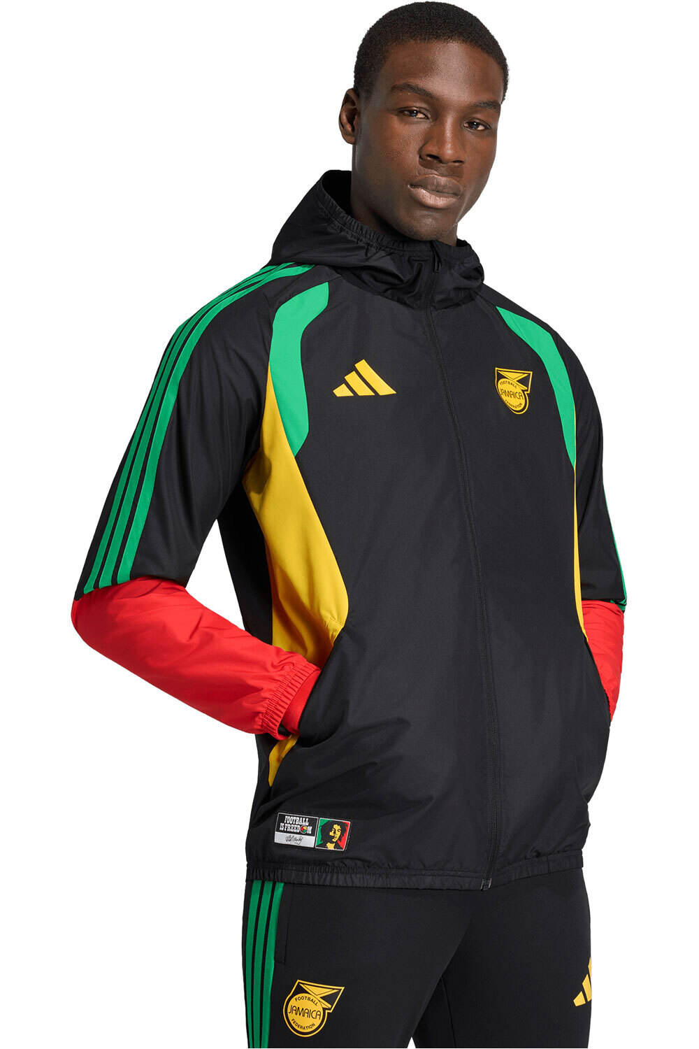 Jamaica mundial 2026 segunda equipacion chubasqueros y chaquetones entrenamiento fútbol Negro (S)