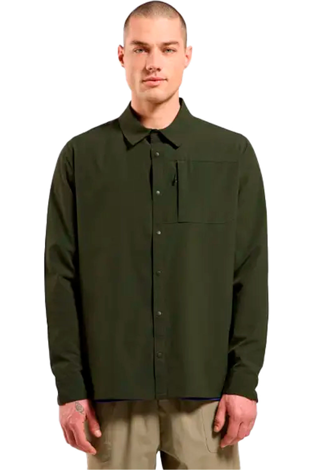 Essential camisa montaña manga larga hombre Verde (XXL)