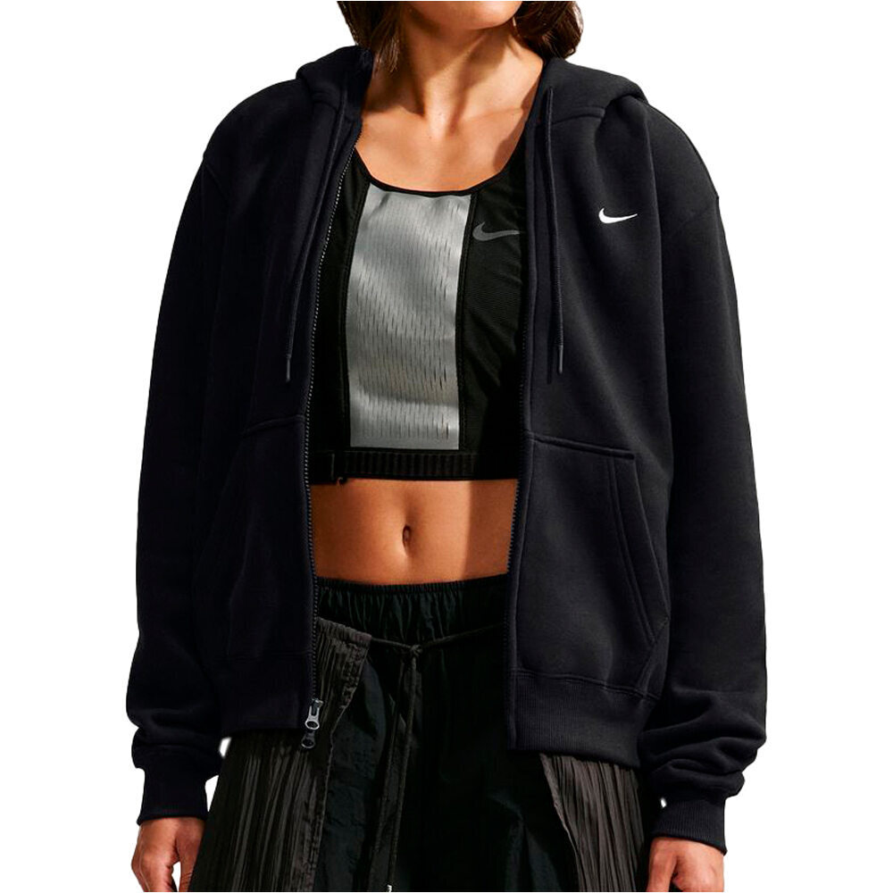 Nike Mujer Negro W Nk Stdo Flc Mw Std Fz Hdy Sudadera S