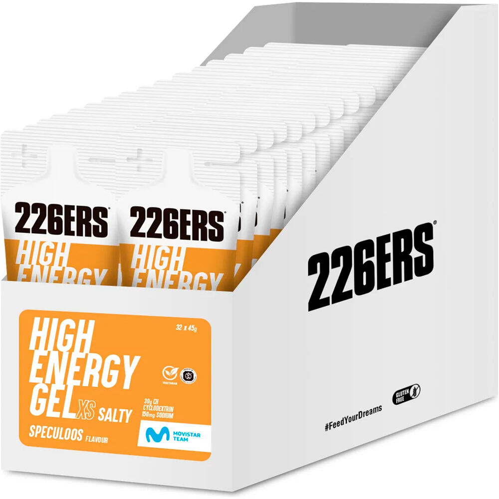 226ers caja high energy gel 45g salty 150mg speculoos energía instantánea