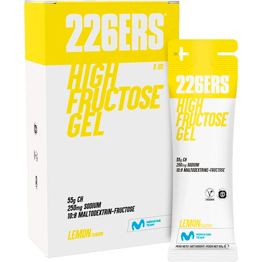 226ers high fructose gel pack 6x80g lemon energía instantánea