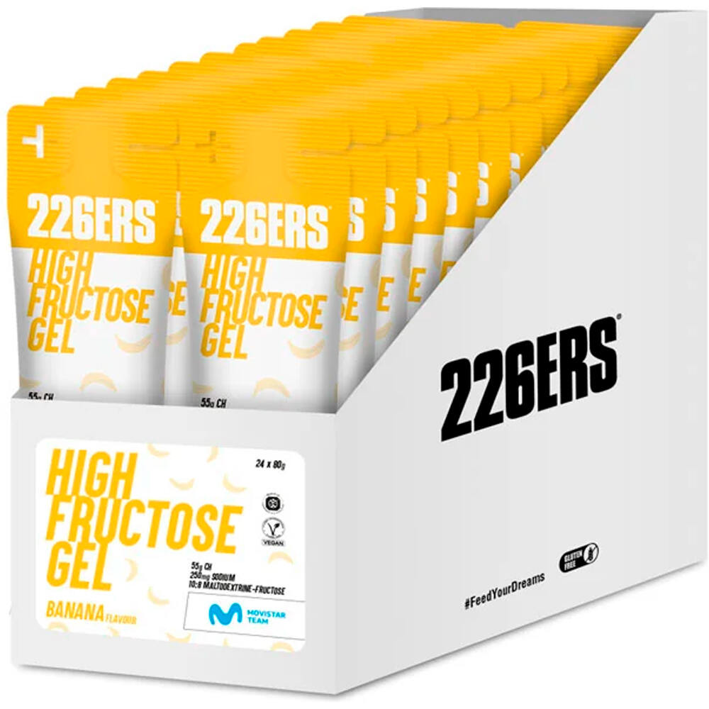 226ers cajahigh fructose gel 80g banana energía instantánea